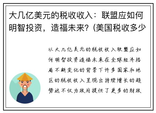 大几亿美元的税收收入：联盟应如何明智投资，造福未来？(美国税收多少亿)