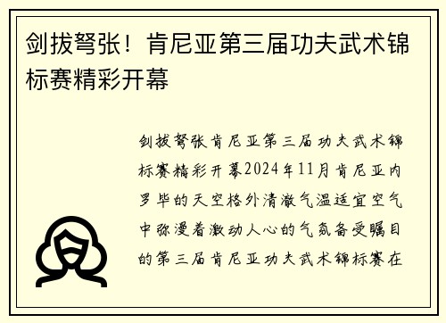 剑拔弩张！肯尼亚第三届功夫武术锦标赛精彩开幕